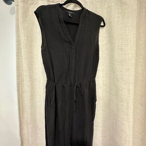 Forever 21 Black Button-Up Drawstring Jumpsuit